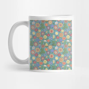 Bright color background of wildflowers doodles Mug